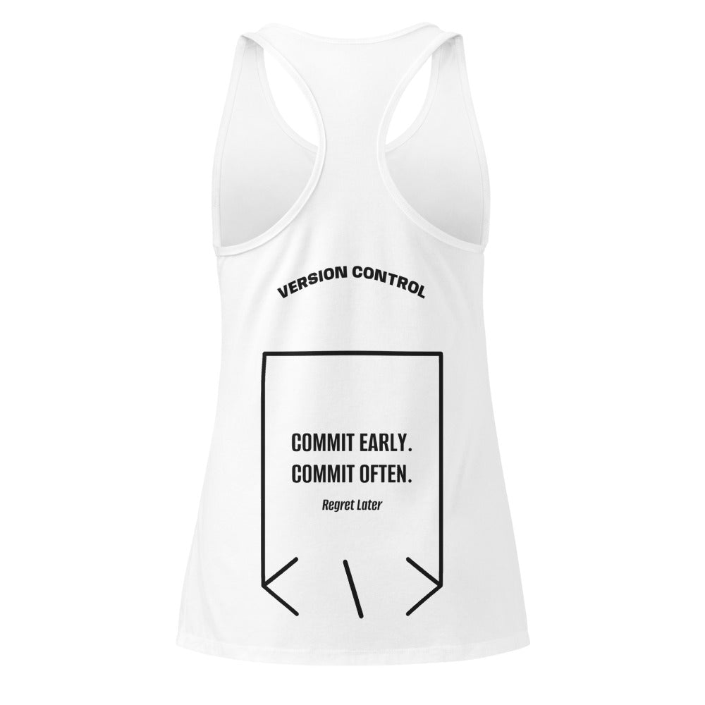 Commit Early. Commit Often. — White Black back mockup