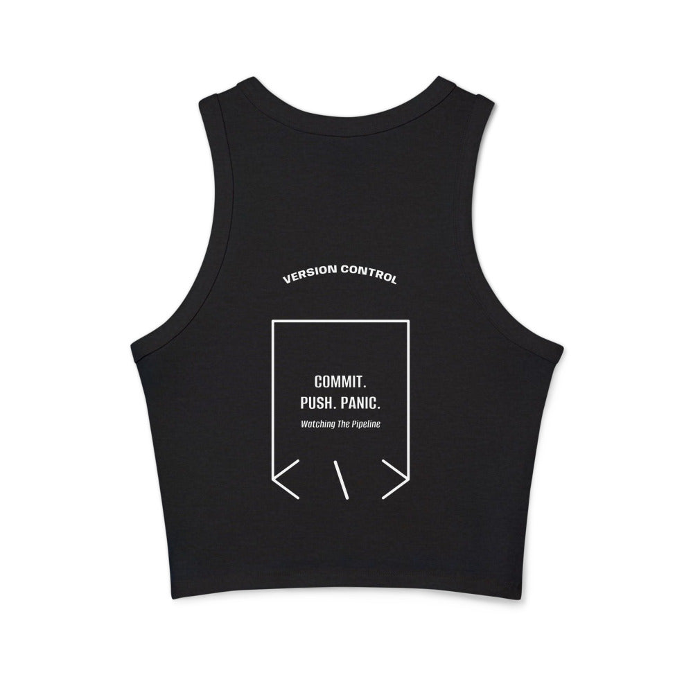Commit. Push. Panic. — Solid Black Blend Solid White Blend back mockup