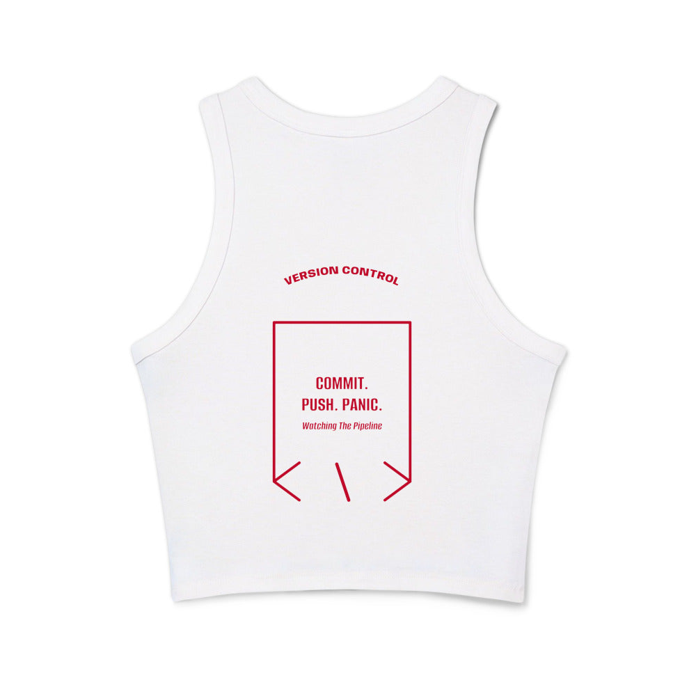 Commit. Push. Panic. — Solid White Blend Solid Red Blend back mockup