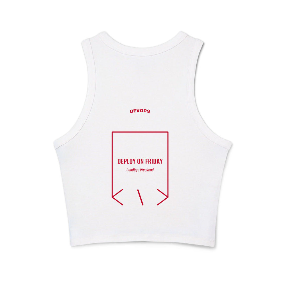 Deploy On Friday — Solid White Blend Solid Red Blend back mockup