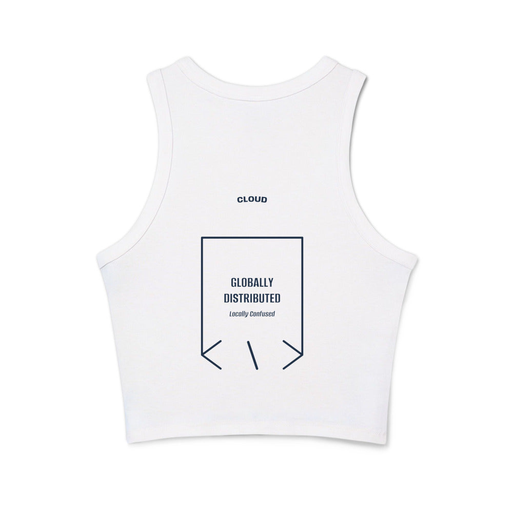 Globally Distributed — Solid White Blend Solid Navy Blend back mockup