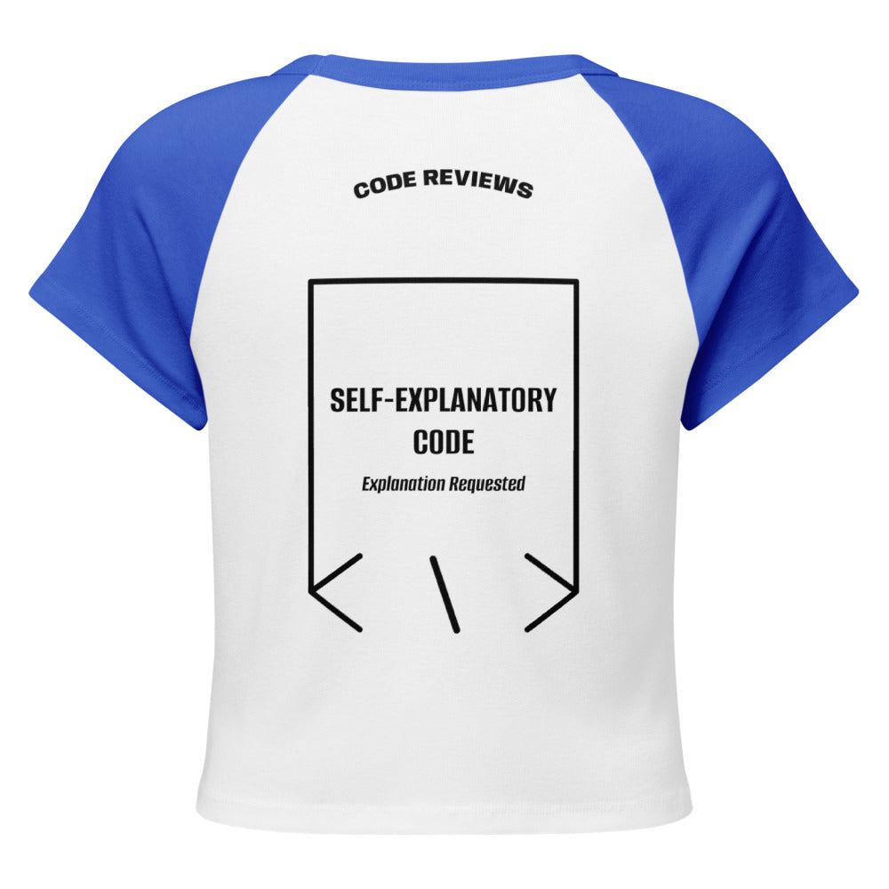 Self-Explanatory Code — White /True Royal Black back mockup
