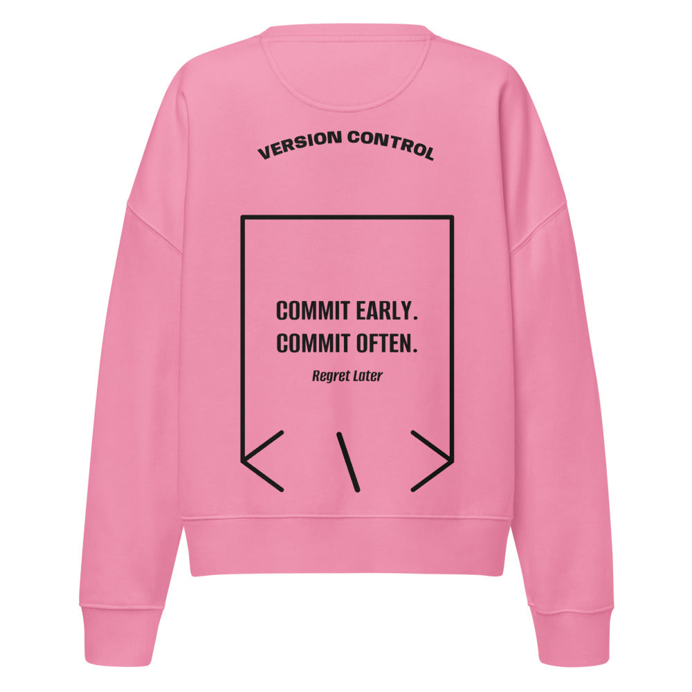 Commit Early. Commit Often. — Bubble Pink Black back mockup