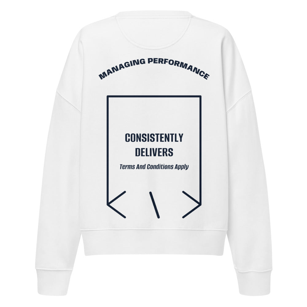 Consistently Delivers — White French Navy back mockup