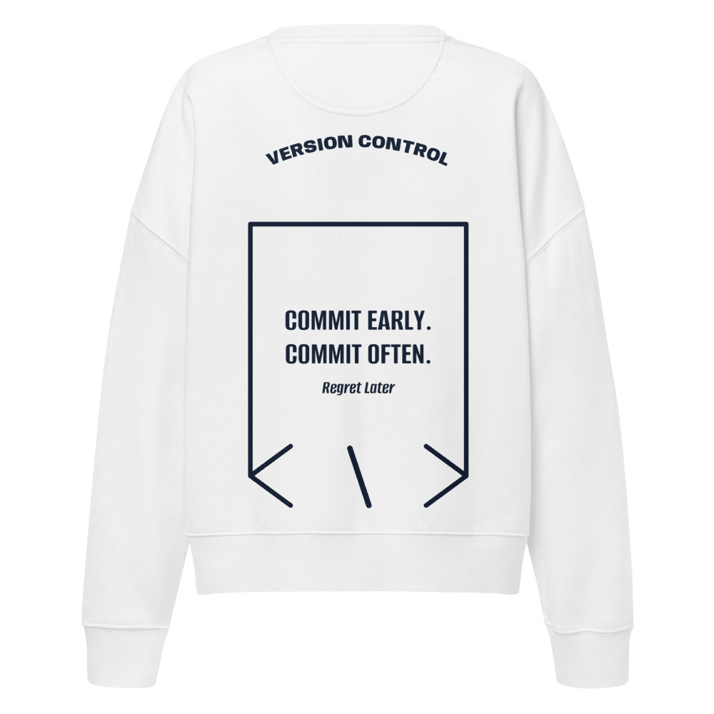 Commit Early. Commit Often. — White French Navy back mockup