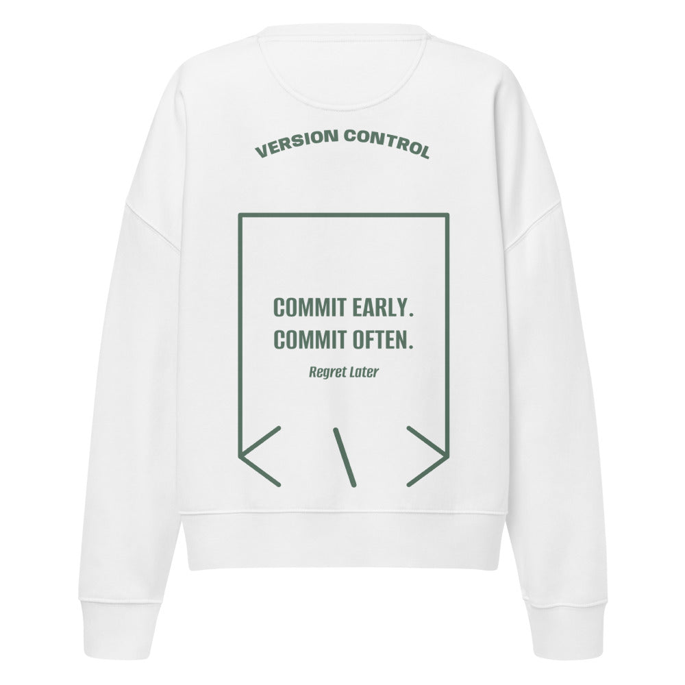 Commit Early. Commit Often. — White Green Bay back mockup