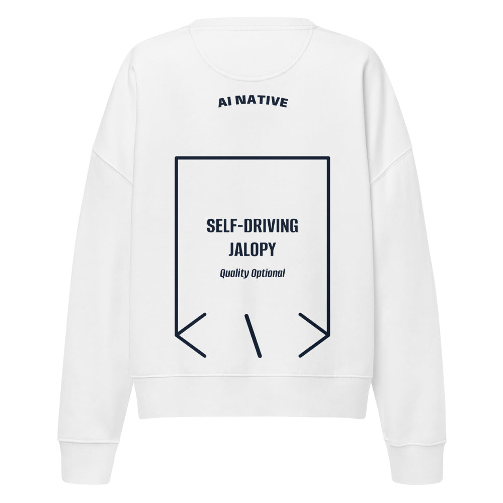 Self-Driving Jalopy — White French Navy back mockup