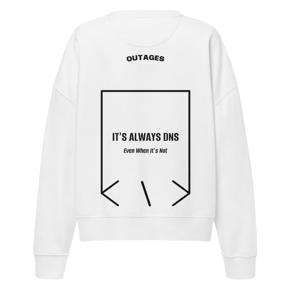 It's Always DNS — White Black back mockup
