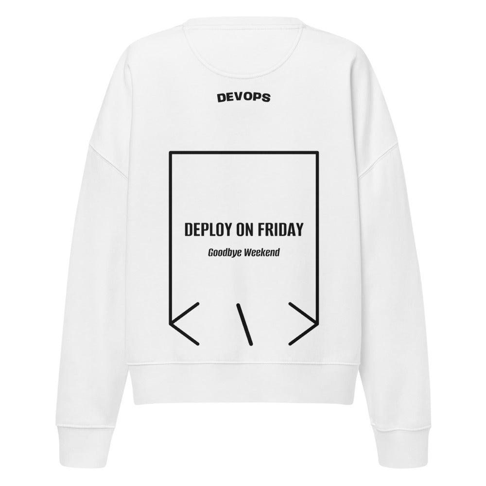 Deploy On Friday — White Black back mockup