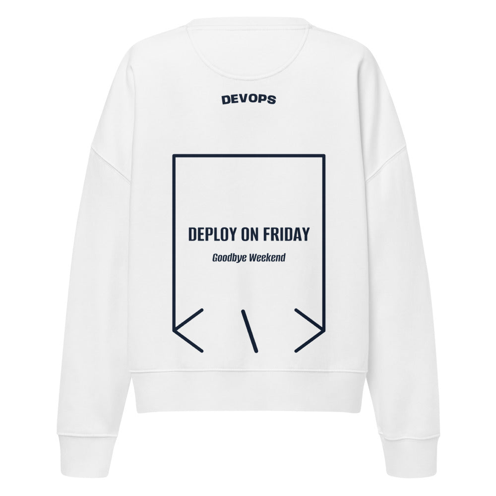 Deploy On Friday — White French Navy back mockup