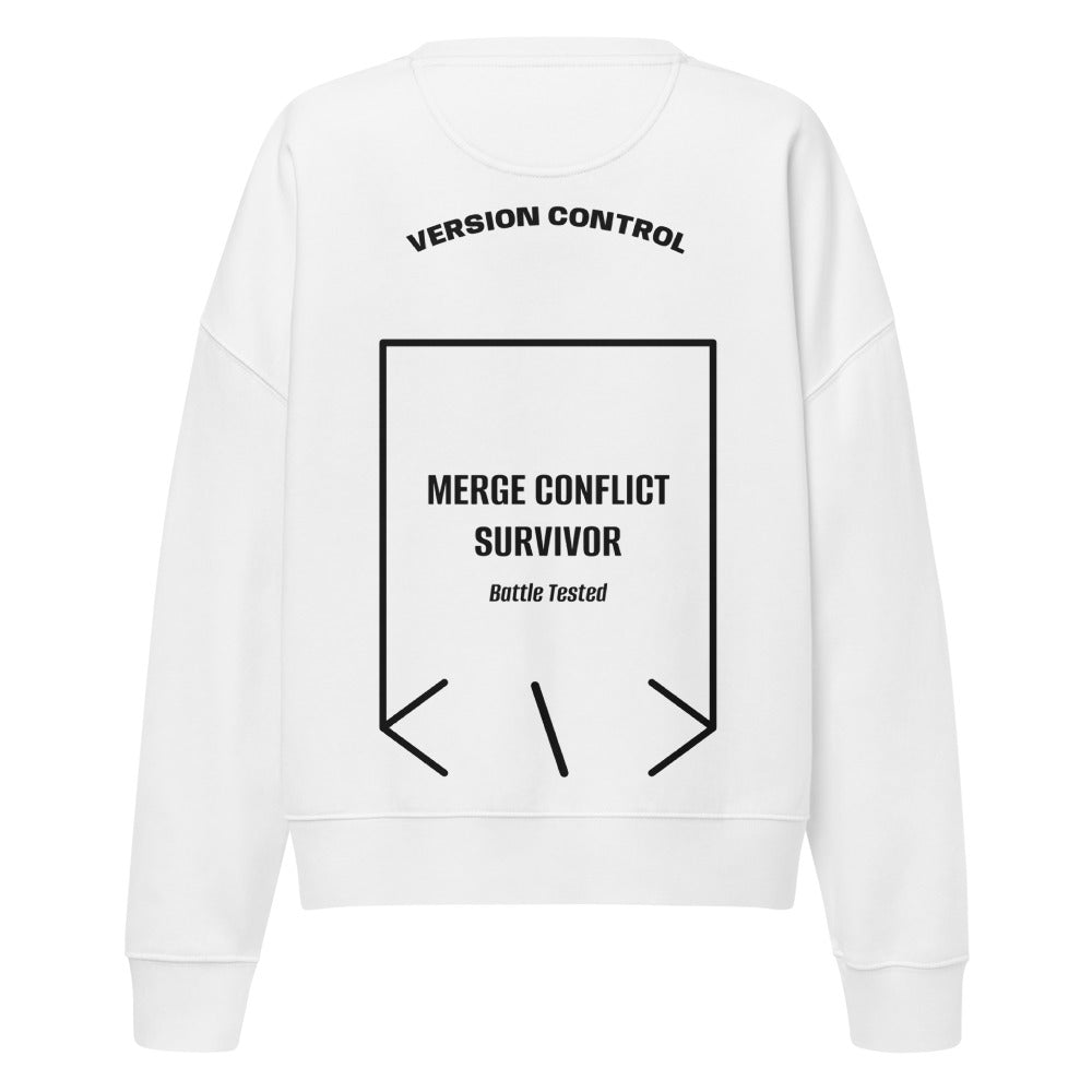 Merge Conflict Survivor — White Black back mockup