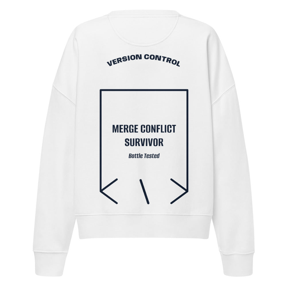 Merge Conflict Survivor — White French Navy back mockup