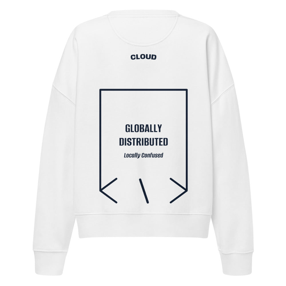 Globally Distributed — White French Navy back mockup