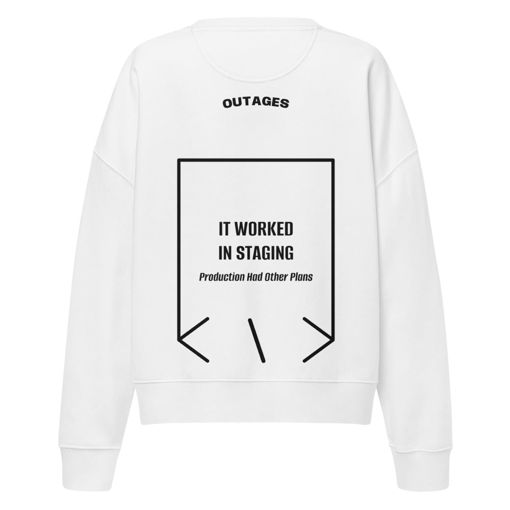 It Worked In Staging — White Black back mockup