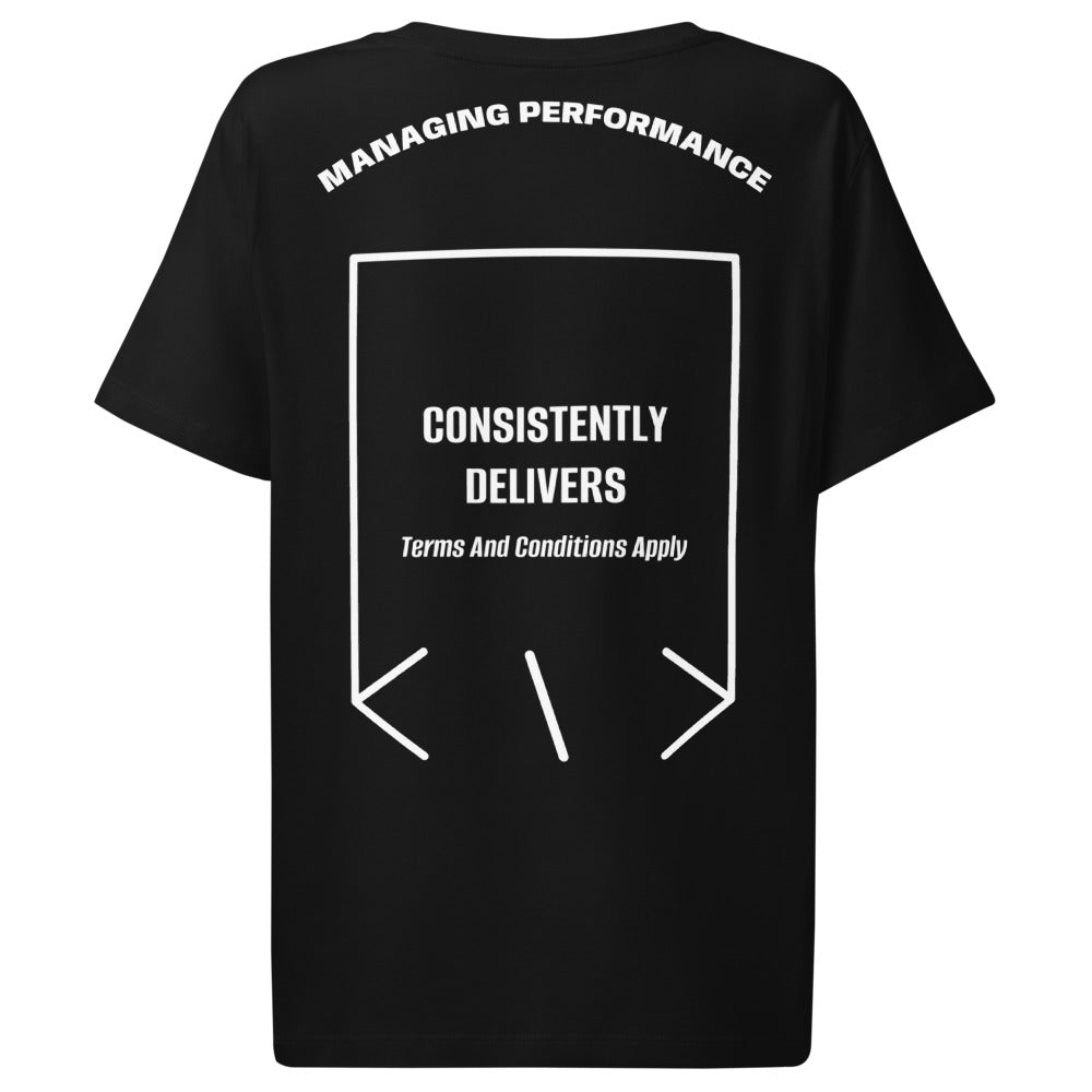 Consistently Delivers — Black White back mockup