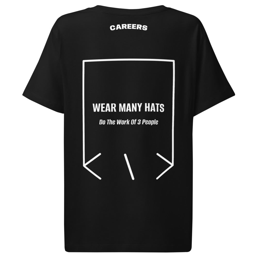 Wear Many Hats — Black White back mockup