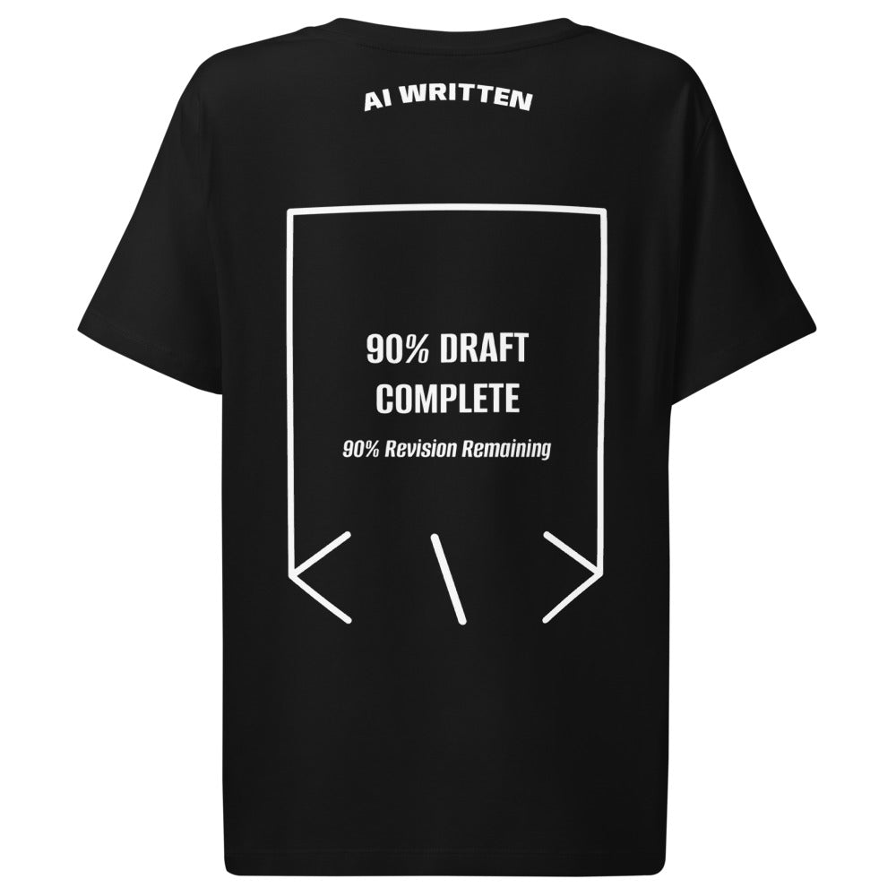 90% Draft Complete — Black White back mockup