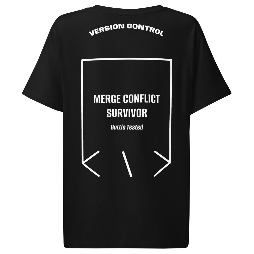 Merge Conflict Survivor — Black White back mockup