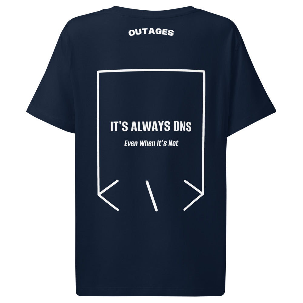It's Always DNS — French Navy White back mockup