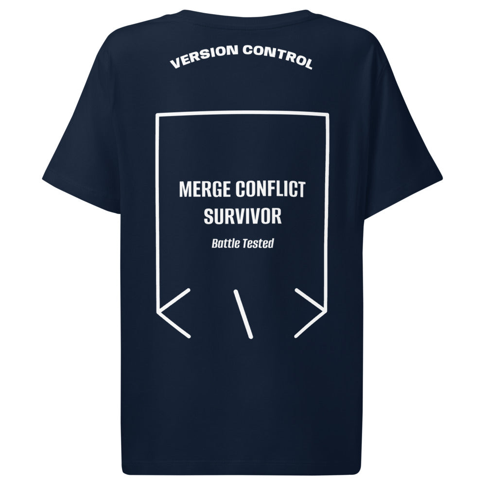 Merge Conflict Survivor — French Navy White back mockup