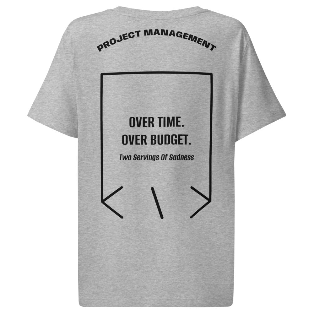 Over Time. Over Budget. — Heather Grey Black back mockup