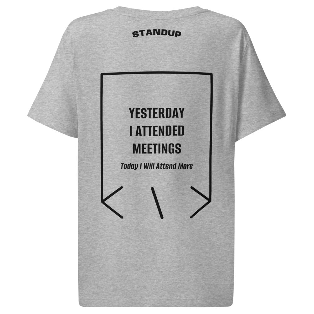Yesterday I Attended Meetings — Heather Grey Black back mockup