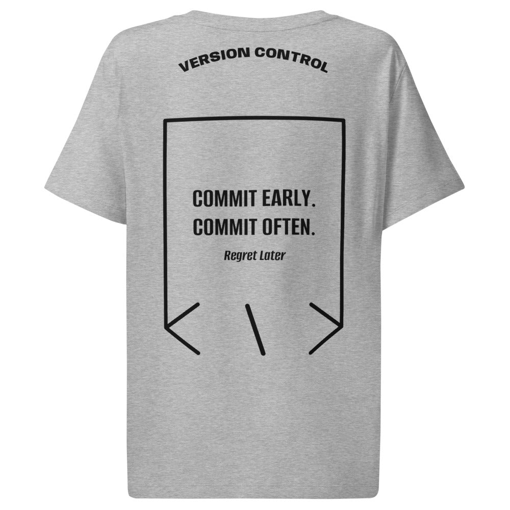 Commit Early. Commit Often. — Heather Grey Black back mockup