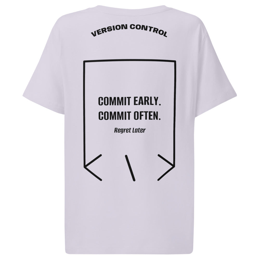 Commit Early. Commit Often. — Lavender Black back mockup
