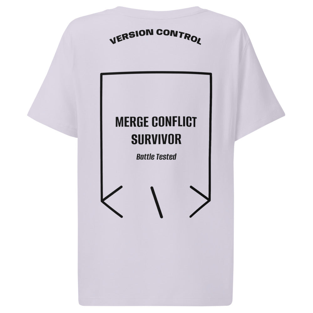 Merge Conflict Survivor — Lavender Black back mockup