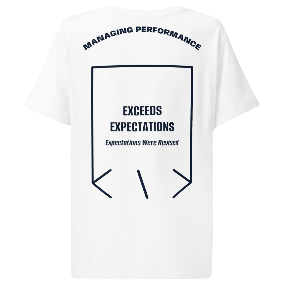 Exceeds Expectations — White French Navy back mockup
