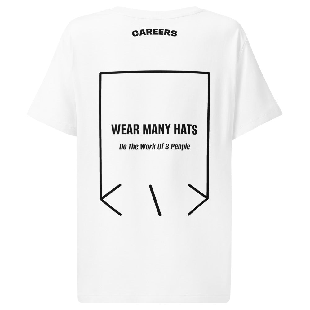 Wear Many Hats — White Black back mockup
