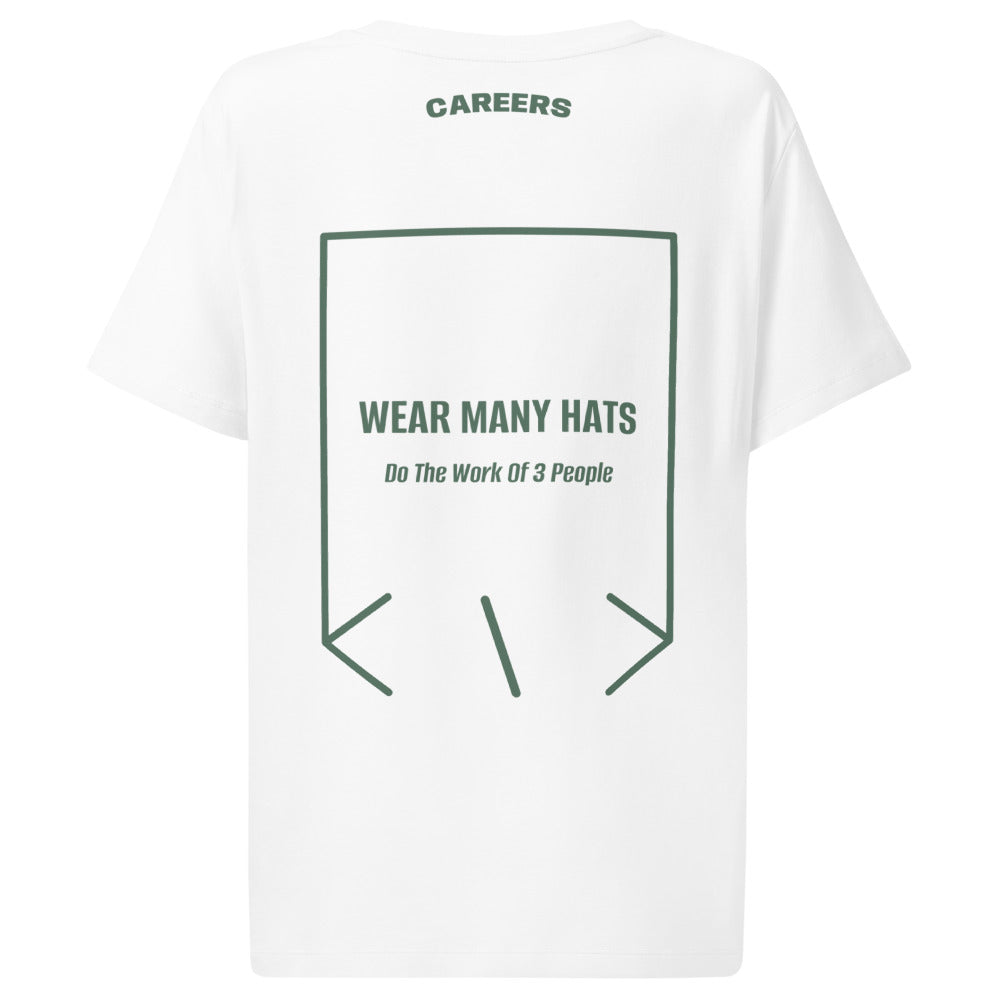 Wear Many Hats — White Green Bay back mockup