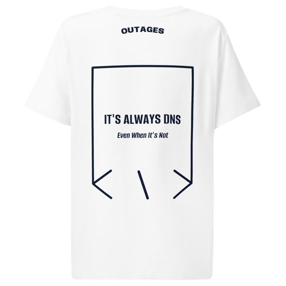 It's Always DNS — White French Navy back mockup