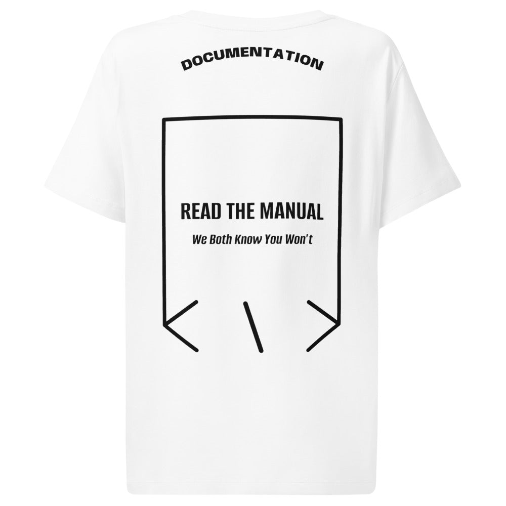 Read The Manual — White Black back mockup