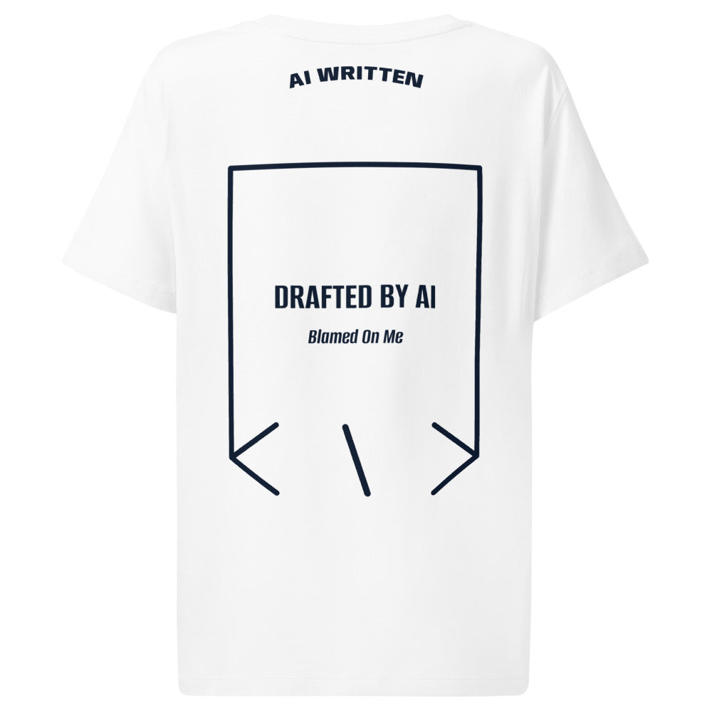 Drafted By AI — White French Navy back mockup