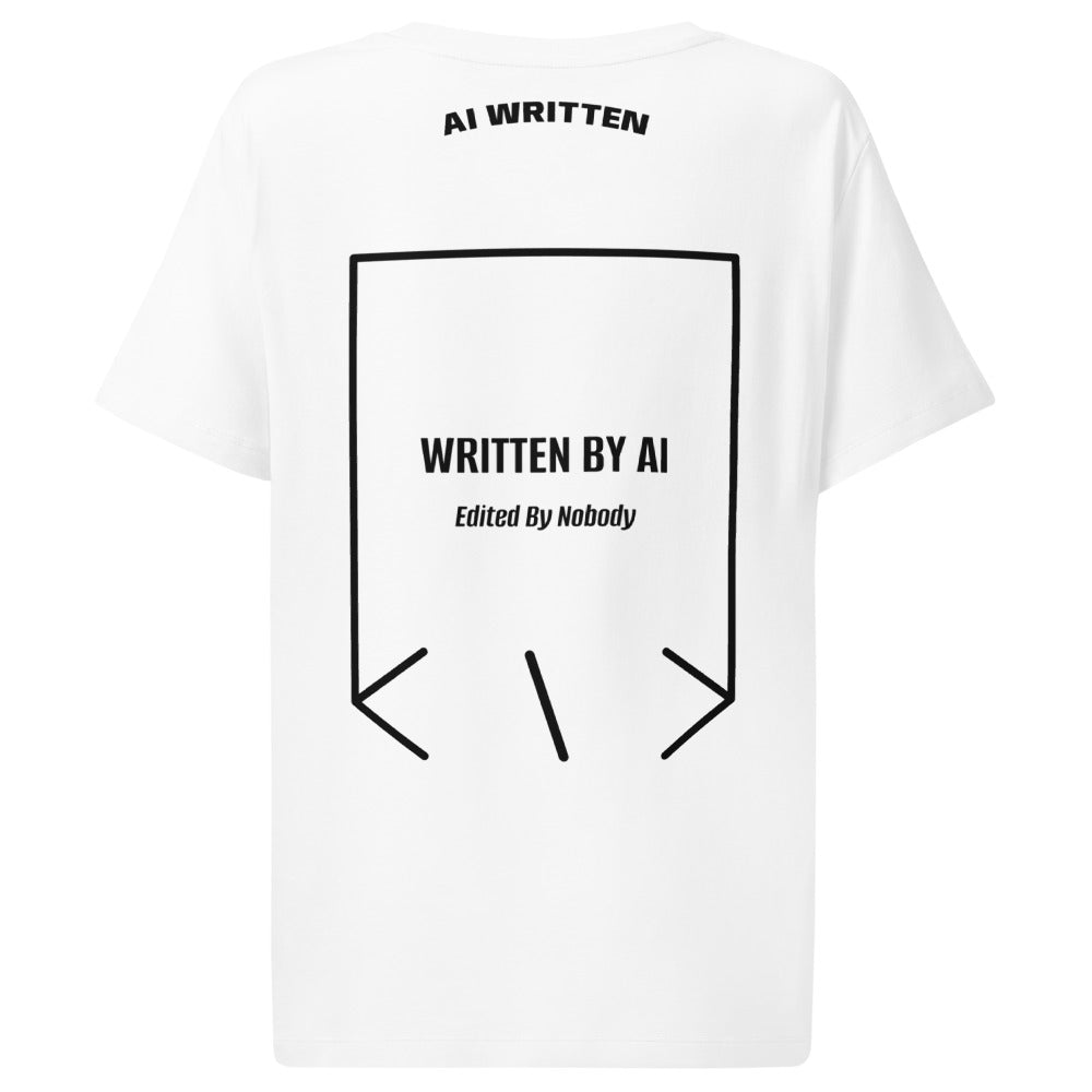 Written By AI — White Black back mockup