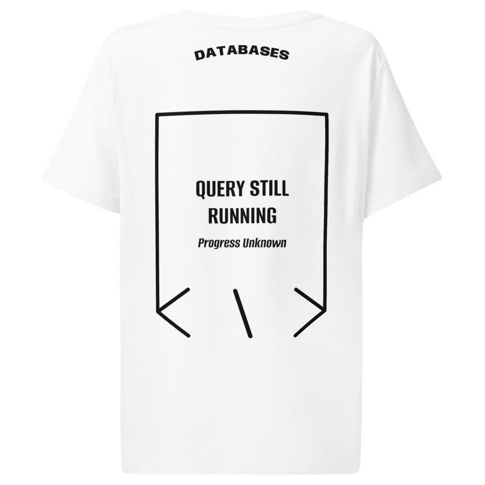 Query Still Running — White Black back mockup