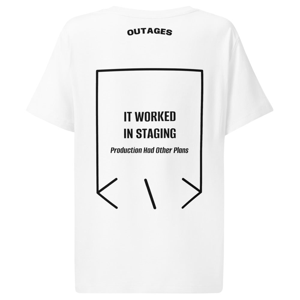 It Worked In Staging — White Black back mockup