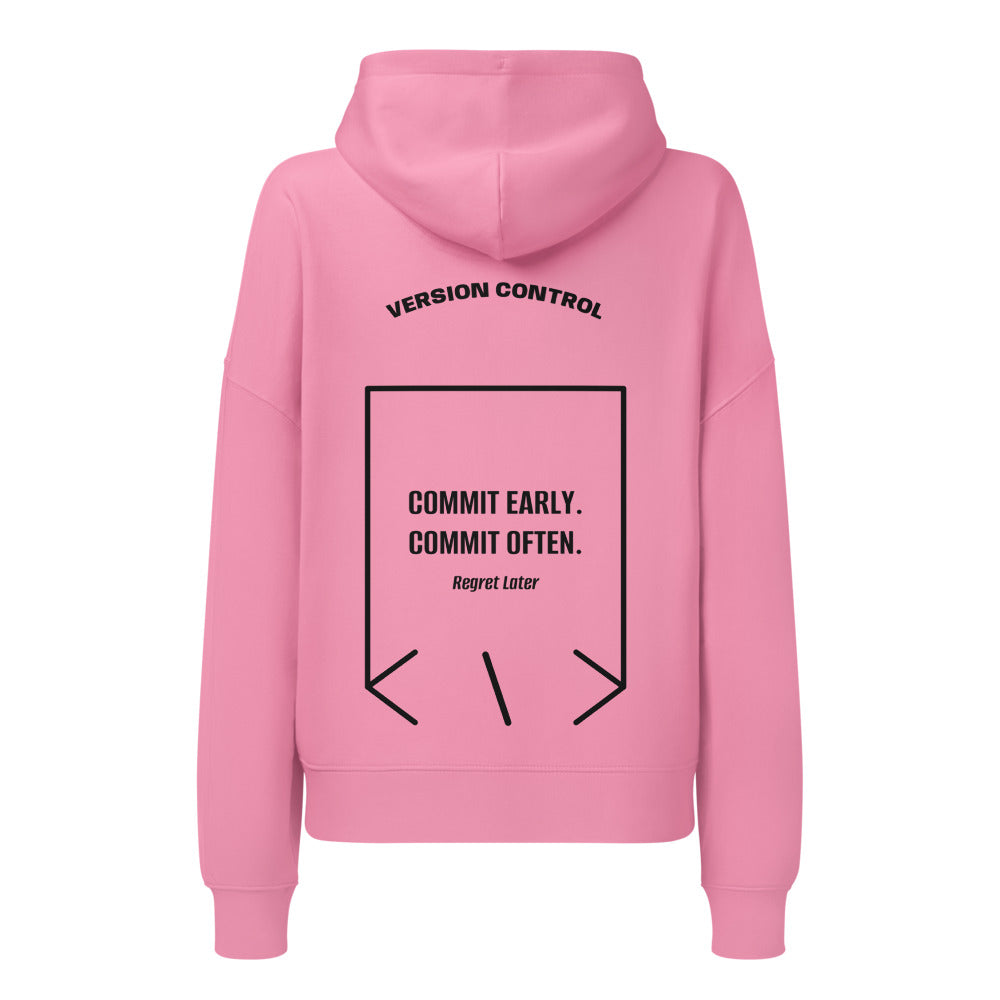Commit Early. Commit Often. — Bubble Pink Black back mockup