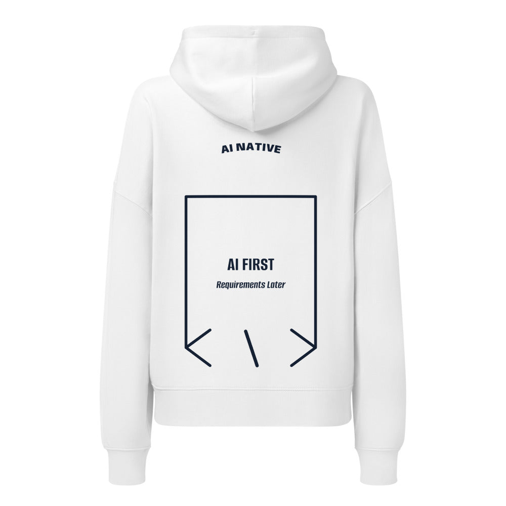 AI First — White French Navy back mockup