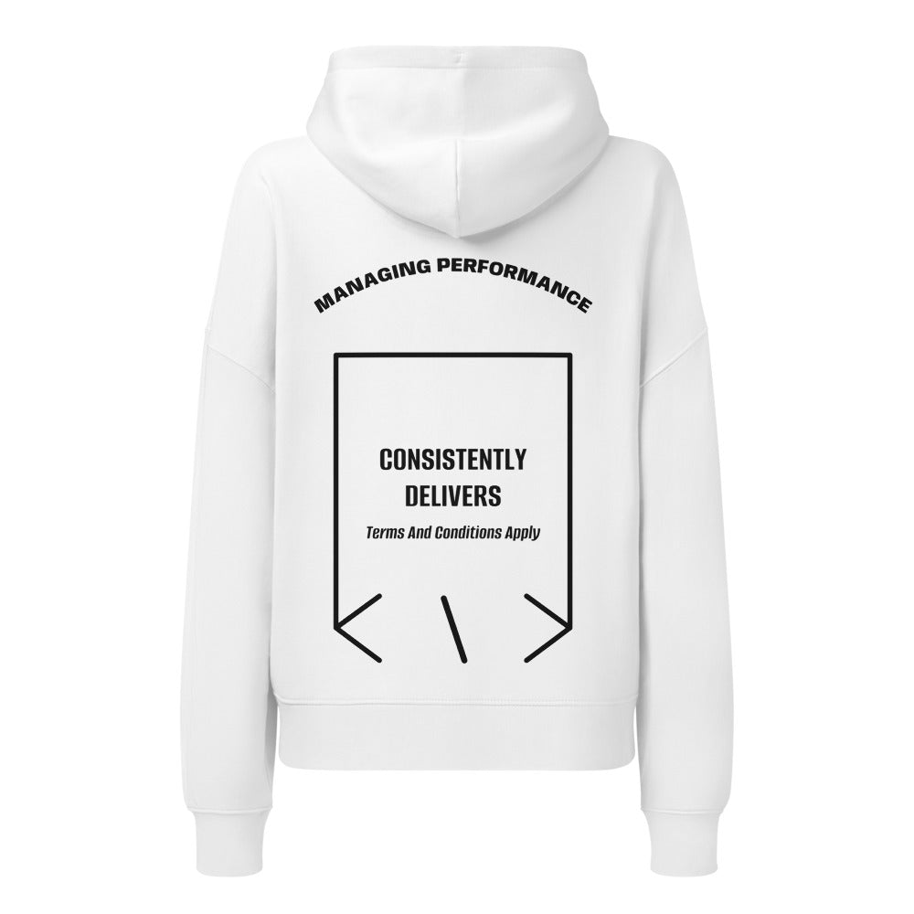 Consistently Delivers — White Black back mockup