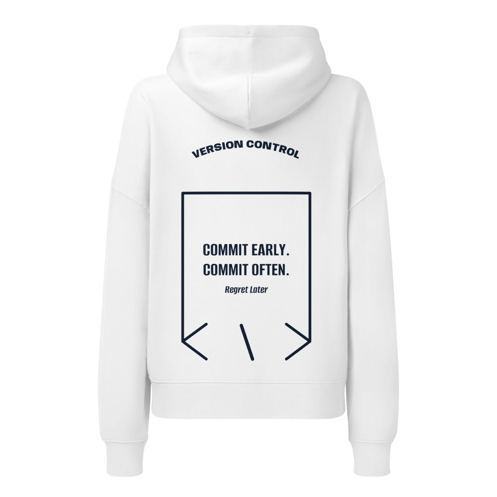 Commit Early. Commit Often. — White French Navy back mockup