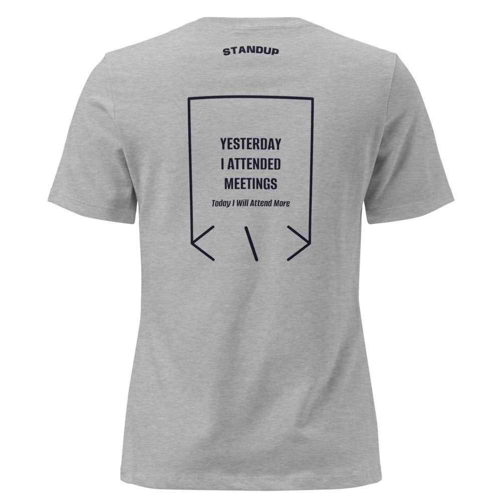 Yesterday I Attended Meetings — Athletic Heather Navy back mockup