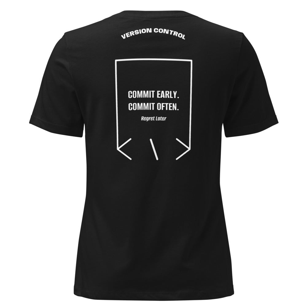 Commit Early. Commit Often. — Black White back mockup