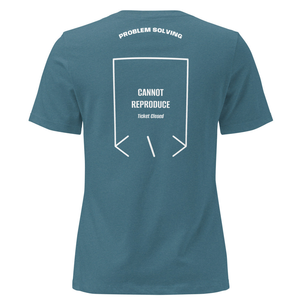 Cannot Reproduce — Heather Deep Teal White back mockup