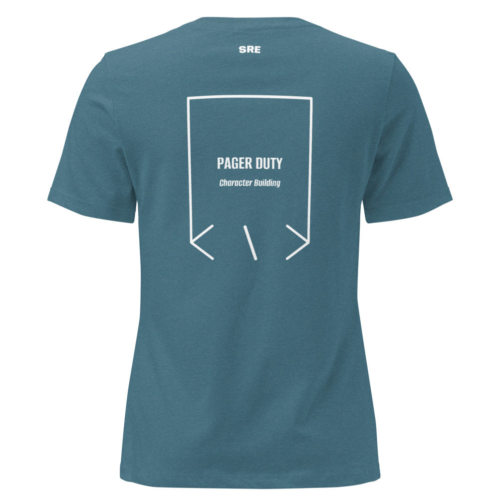 Pager Duty — Heather Deep Teal White back mockup