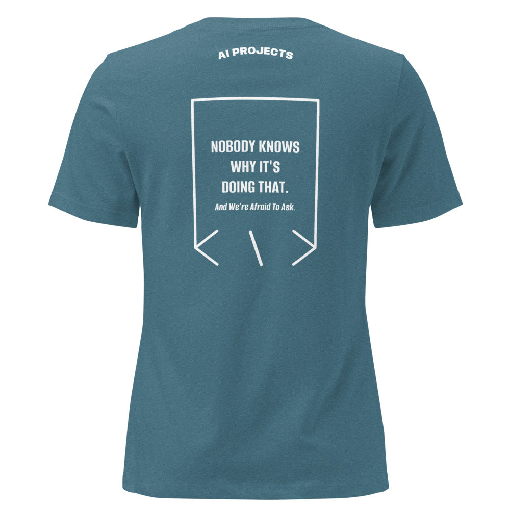 Nobody Knows Why It's Doing That. — Heather Deep Teal White back mockup