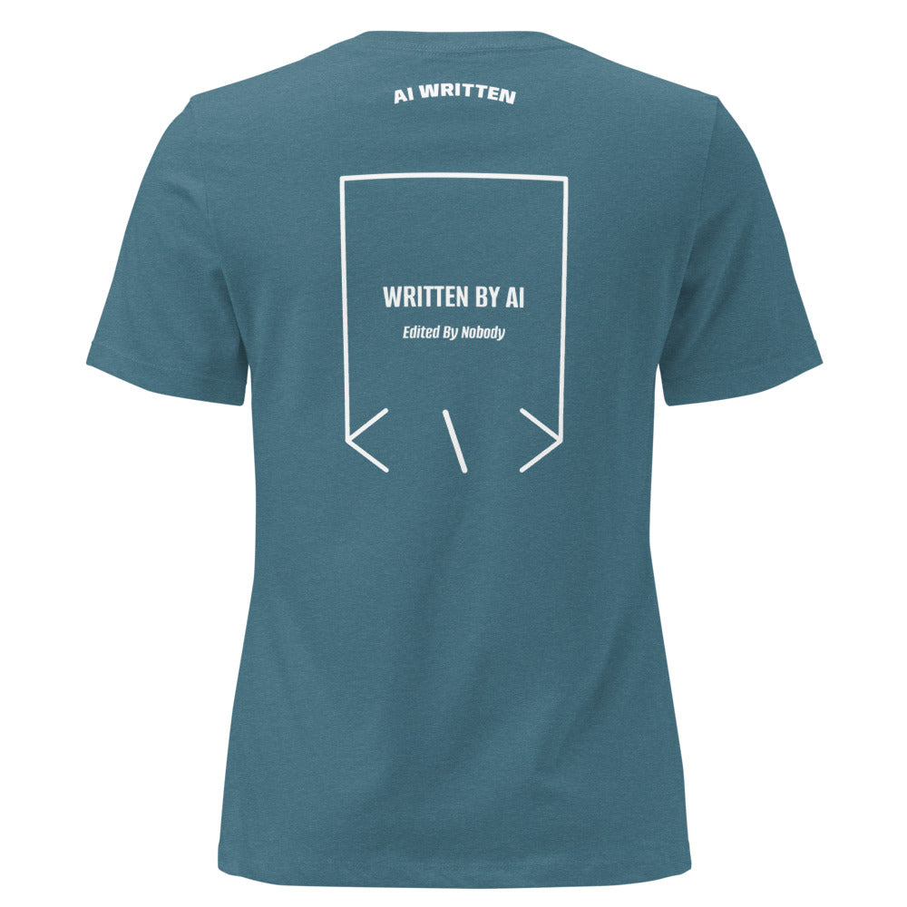 Written By AI — Heather Deep Teal White back mockup