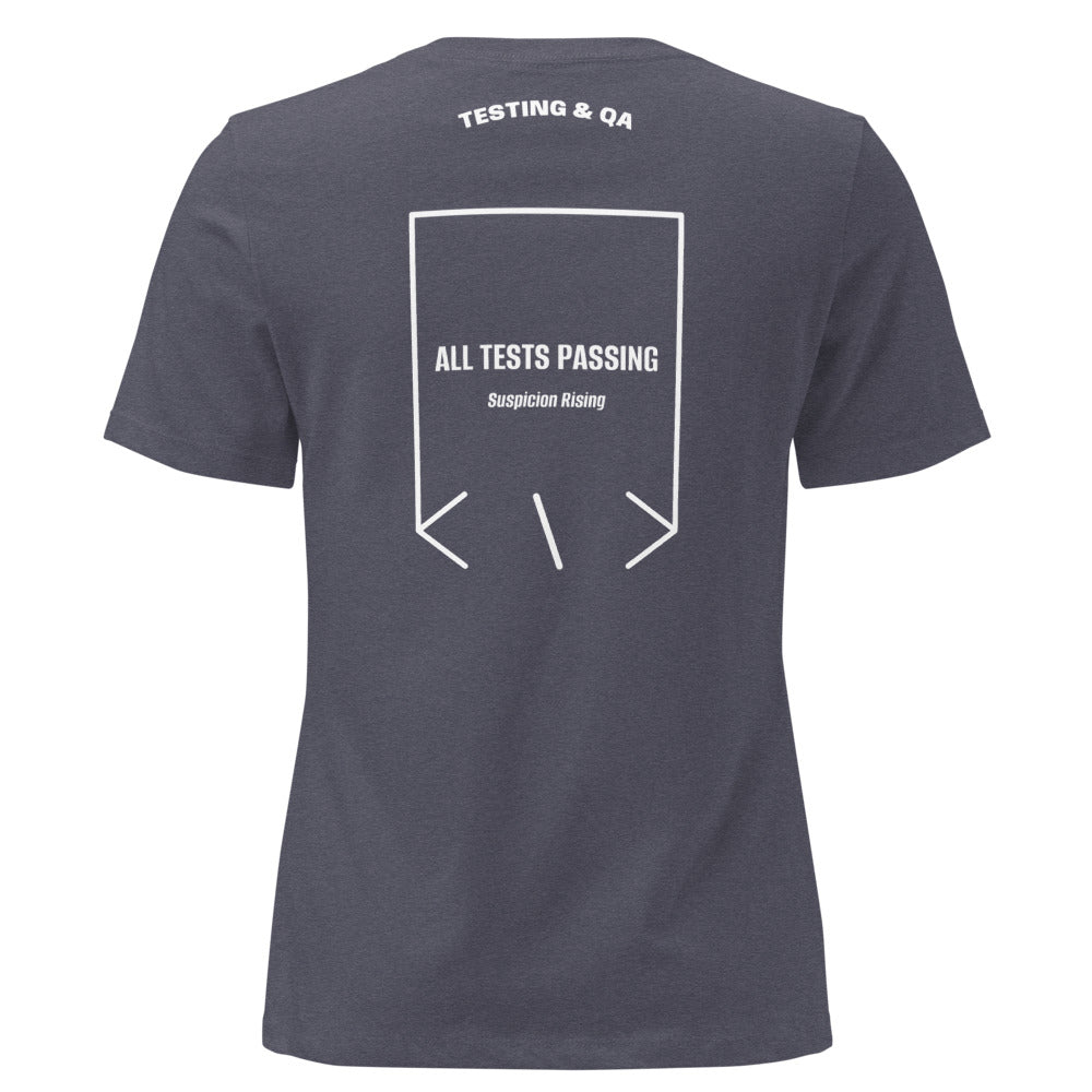 All Tests Passing — Heather Navy White back mockup