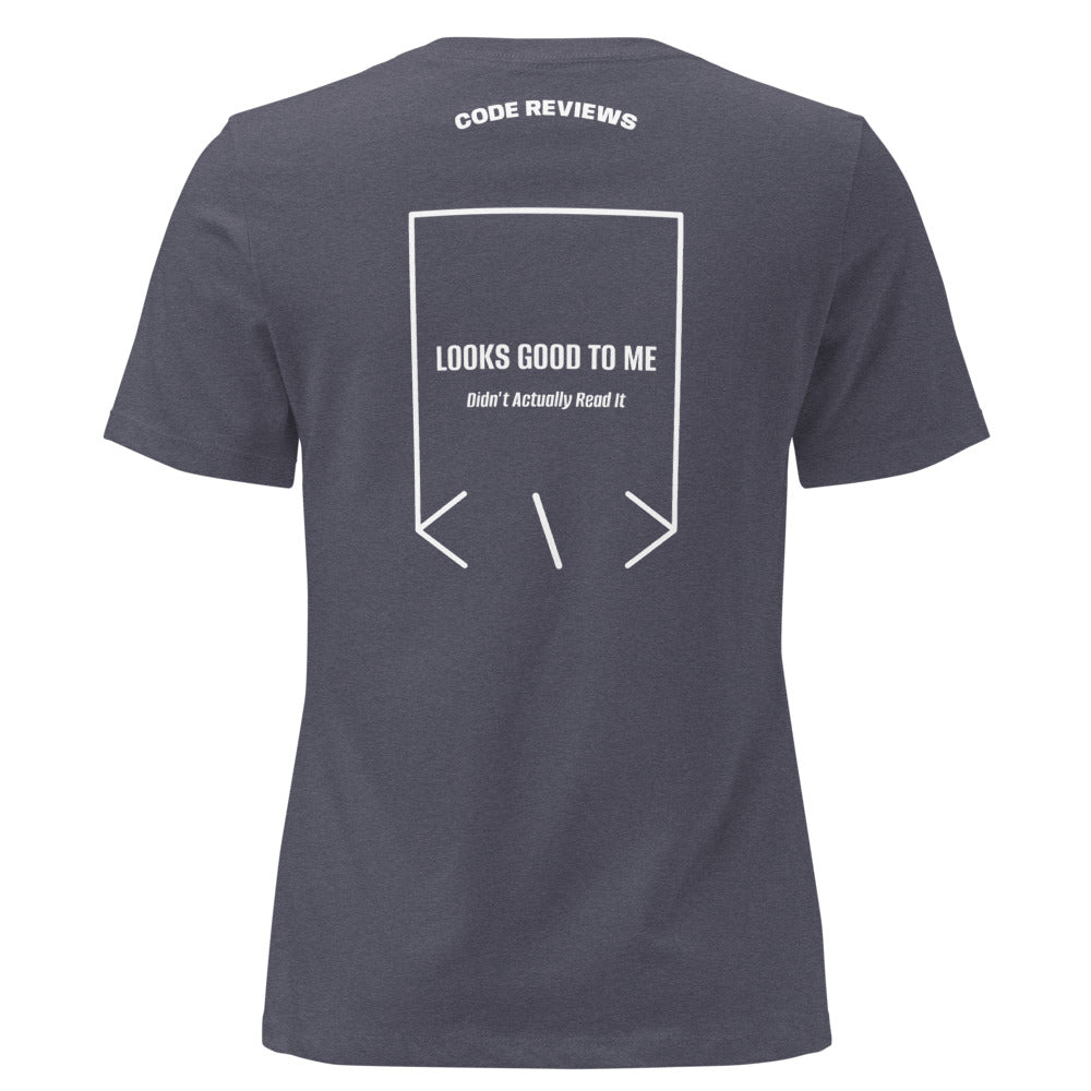 Looks Good To Me — Heather Navy White back mockup